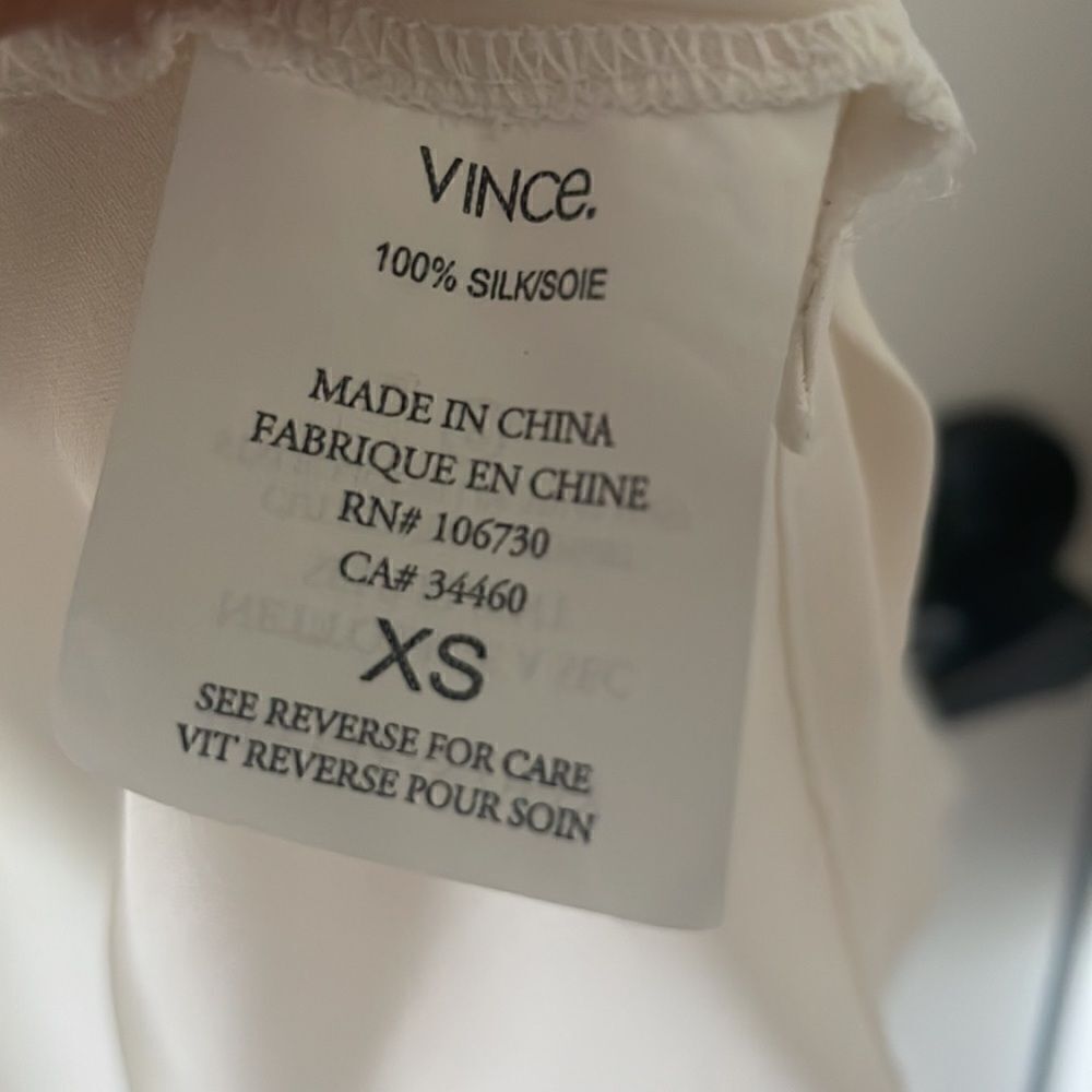 Vince Ivory Silk Split Front Blouse - Picture 4 of 5